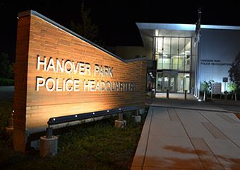 Hanover Park Police Headquarters front at night