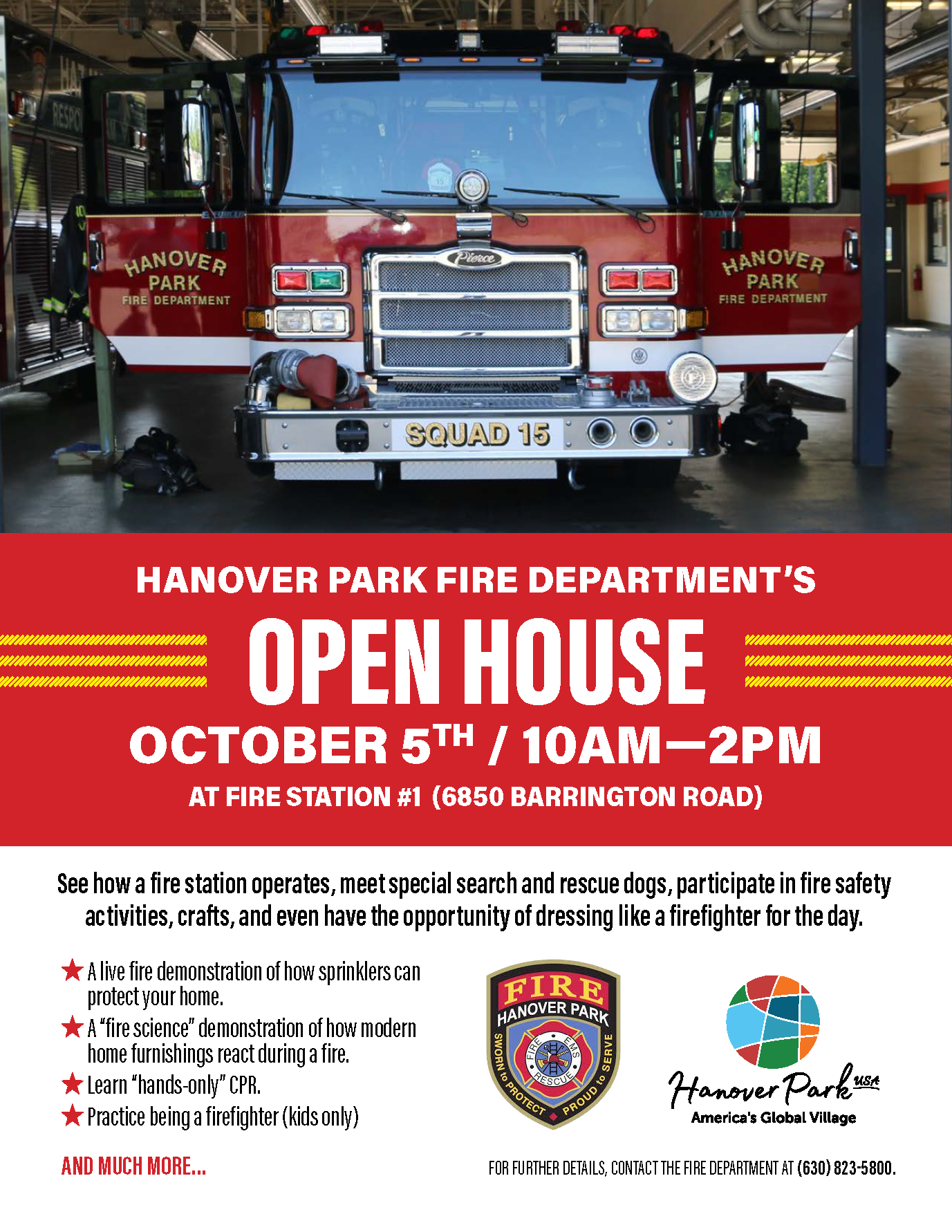 Hanover Park Fire Department Open House Flyer
