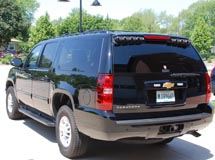 The front of a black vehicle.