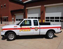 A small white truck.